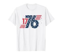 Vintage 1776 Distressed USA Flag Stars and Stripes Patriotic T-Shirt