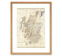 Vintage 1799 Clement Cruttwell Shire Map Scotland Shetland Isles Framed Wall Art Print Picture 12X16 inch Artery8 Light Oak One Size