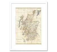 Vintage 1799 Clement Cruttwell Shire Map Scotland Shetland Isles Framed Wall Art Print Picture 12X16 inch Artery8 White One Size