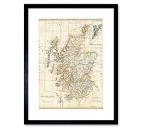 Vintage 1799 Clement Cruttwell Shire Map Scotland Shetland Isles Framed Wall Art Print Picture 12X16 inch Artery8 Black One Size