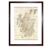 Vintage 1799 Clement Cruttwell Shire Map Scotland Shetland Isles Framed Wall Art Print Picture 12X16 inch Artery8 Brown One Size