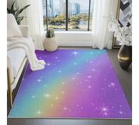 Vintage 180x250 Area Rug - Dreamy Cielo Stellato Non-Slip & Washable Living Room Carpet Decorative Rug for Bedroom & Dining Room Cozy Viola Blu Design