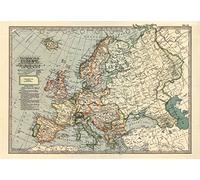 Vintage 1897 Historical Antique Art Old Map Of Europe Poster Wall Art A3 & A4 RePrint (A4)