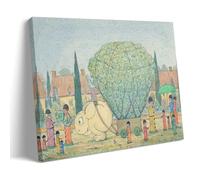 Vintage 1910 Narrative Illustration Wall Art - 'Cabbages, A Wiggle Much Design' by Herbert Crowley Featuring Elephant & Cabbage Scene Print Canvas Art And Wall Art Picture Print Modern Family Bedroom