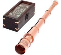 Vintage 1915 Retro Sailor Marine Telescope Copper Antique Royal Navy Telescopes Wooden Box Glass Cover Home & Table Decor