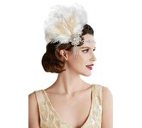 Vintage 1920s Flapper Headband Roaring 20s Great Headpiece with Peacock 1920s Flapper Hair Accessories,