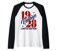 Vintage 1928 Limited Edition 97th B-Day Mens Womens Present Raglan Baseball Tee