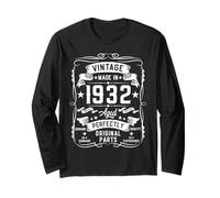 Vintage 1932 93 Years Old Gifts for Men 93yr 93rd Birthday Long Sleeve T-Shirt