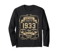 Vintage 1933 93yr 93rd Birthday Gifts for Men 93 Years Old Long Sleeve T-Shirt