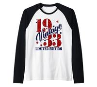 Vintage 1933 Limited Edition 92nd B-Day Mens Womens Present Raglan Baseball Tee
