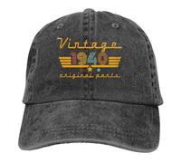 Vintage 1935 1936 1937 1938 1939 1940 1941 1942 1943 1944 Hat, 80 81 82 83 84 85 86 87 88 89 Years Old Baseball Cap, 1940 Black, One size