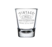 Vintage 1935 Etched 1.75oz 1pk Shot Glass - Happy 90th Birthday Gifts for Women Men, Cheers to Turning 90 Year Old Decorations Decor, 90th Bday Party Favors Supplies, Best Gift Ideas Woman Man 1.0