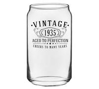 Vintage 1935 Printed 16oz Can Glass - 90th Birthday Gifts for Women Men - Cheers to 90 years old - 90th decorations for her him - Best Engraved Coffee Beer Gift ideas - Mom Dad 2.0