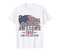 Vintage 1940 Limited Edition 86 Yr-Old US Flag 86th Birthday T-Shirt