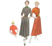 Vintage 1940s Pattern - One-piece Street Dress, Front Detailing - Bust 34” (86.4cm)