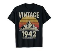 Vintage 1942 Retro Sunset Mountain 84th Birthday Gift T-Shirt