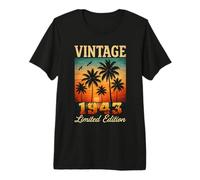 Vintage 1943 Limited Edition Sunset Palm Trees 83th Birthday Premium T-Shirt