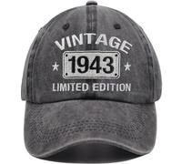 Vintage 1944 1943 1942 1941 1940 1939 1938 1937 1936 1935 Limited Edition Adjustable Embroidered Baseball Cap, 1943, One size