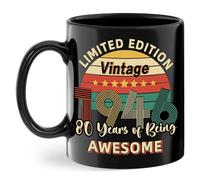 Vintage 1946 Coffee Mug, 80th Birthday Gifts For Men Women, Eighty Birthday Gift for Him 1946, Gift Ideas For 80 Year Old Female, Turning 80 Gift For Mom, Dad, Husband,Wife, Grandpa , Granny, Black