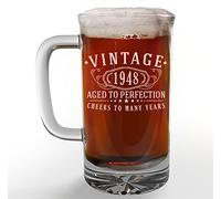 Vintage 1948 Etched 16oz Glass Beer Mug - 77th Birthday Gifts for Men - Cheers to 77 years old - 77th birthday decorations for him - Best Engraved Beer Gift ideas for Men - Dad Grandpa 2.0
