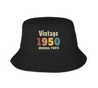 Vintage 1950 Original Parts Bucket Hats Double-Woven for Women/Men Adult Fisherman's Hat Sun Cap Packable Outdoor Fisherman Hat Black