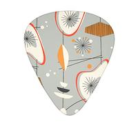 Vintage 1950s Mid Century Modern Tiki Plectrums Guitar Picks For Bass Electric Acoustic Guitars (12 Count)