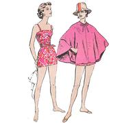 Vintage 1950s Pattern - Two-Piece Playsuit & Poncho - Bust: 34” (86.4cm)