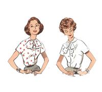 Vintage 1950s Sewing Pattern, Rockabilly Pussy Bow Blouse 'Easy to Sew' (Bust 36" (91.4cm))