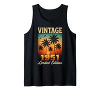 Vintage 1951 Limited Edition Sunset Palm Trees 74th Birthday Tank Top