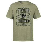 Vintage 1956 Aged to Perfection 68th Birthday Gift Mens T Shirt Gift for Him Heather Military Green XL