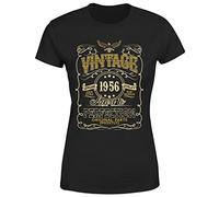 Vintage 1956 Aged to Perfection Original Parts Mostly 69th Birthday Womens T Shirt Black 14