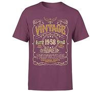Vintage 1958 Aged to Perfection 66th Birthday Gift Mens T Shirt Gift for Him XL Maroon