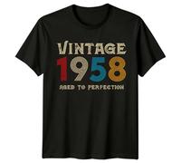 Vintage 1958 Aged to Perfection Mens Graphic T-Shirt 67th Birthday Gift Tee Sixty Seven L Black