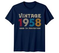 Vintage 1958 Aged to Perfection Mens Graphic T-Shirt 67th Birthday Gift Tee Sixty Seven XL Navy Blue
