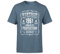 Vintage 1961 Aged to Perfection 63rd Birthday Gift Mens T Shirt Gift for Him Dark Heather XXL