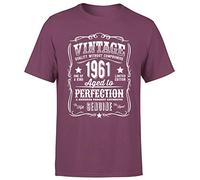 Vintage 1961 Aged to Perfection 63rd Birthday Gift Mens T Shirt Gift for Him XL Maroon
