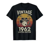 Vintage 1962 Drummer 64th Birthday Gift Retro Sunset Drums T-Shirt