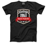 Vintage 1963 - Aged to Perfection 60th Birthday Mens Unisex T-Shirt 60 Years Old Tshirt 60yrs Old Black X-Large