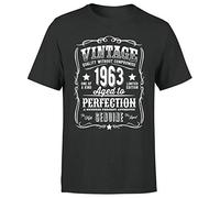 Vintage 1963 Aged to Perfection 62nd Birthday Gift Mens T Shirt Gift for Him Black XL