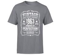 Vintage 1963 Aged to Perfection 62nd Birthday Gift Mens T Shirt Gift for Him Charcoal L