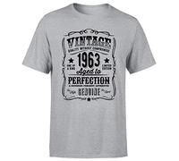 Vintage 1963 Aged to Perfection 62nd Birthday Gift Mens T Shirt Gift for Him Sports Grey L