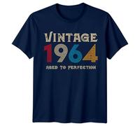Vintage 1964 Aged to Perfection Mens T-Shirt 61st Birthday Gift Vintage Sixty One Year Old M Navy Blue