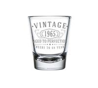 Vintage 1965 Etched 1.75oz 1pk Shot Glass - Happy 60th Birthday Gifts for Women Men, Cheers to Turning 60 Year Old Woman Her Decorations Decor, 60th Anniversary Bday Party Favors, Gift Ideas 1.0