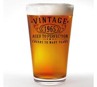 Vintage 1965 Printed 16oz Pint Beer Glass - 60th Birthday Gifts for Men - Cheers to 60 years old - 60th birthday decorations for him - Best Engraved Beer Gift ideas for Men - Dad Grandpa 2.0
