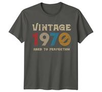 Vintage 1970 Aged to Perfection Mens T-Shirt 56th Birthday Gift Retro Tee L Light Graphite