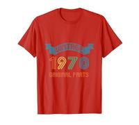 Vintage 1970 Original Parts Birthday 70s Seventies T-Shirt, Men, Red, X-Large
