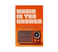 Vintage 1970s FM Radio Music Poster Canvas Poster Bedroom Decor Landscape Office Room Decor Gift 16x24inch(40x60cm)