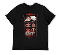 Vintage 1970s Rock Band Style UK Tour Graphic T-Shirt Black-Style 4XL