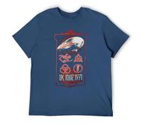 Vintage 1970s Rock Band Style UK Tour Graphic T-Shirt Navy-Style 4XL