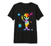 Vintage 1970s Tie Dye Groovy Alien Peace Retro Premium T-Shirt